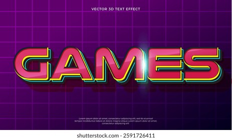 editable vector games text effect with modern style design