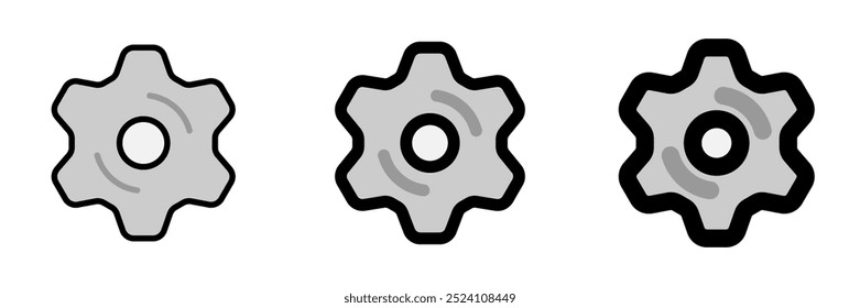 Editable vector gear cog setting icon. Black, line style, transparent white background. Part of a big icon set family. Perfect for web and app interfaces, presentations, infographics, etc