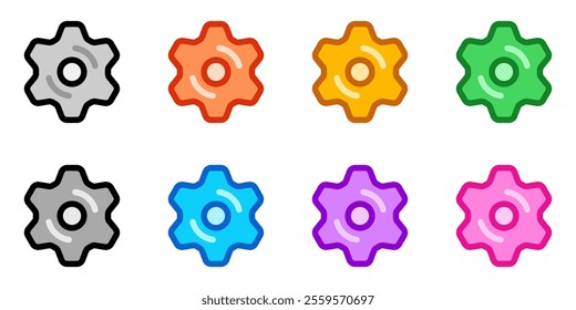 Editable vector gear cog setting icon. Black, line style, transparent white background. Part of a big icon set family. Perfect for web and app interfaces, presentations, infographics, etc