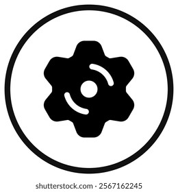 Editable vector gear cog setting icon. Black, line style, transparent white background. Part of a big icon set family. Perfect for web and app interfaces, presentations, infographics, etc