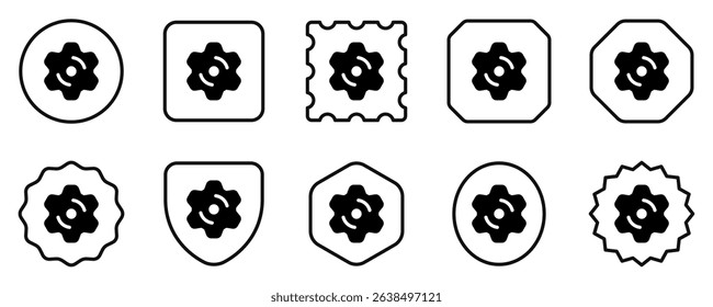 Editable vector gear cog setting icon. Black, line style, transparent white background. Part of a big icon set family. Perfect for web and app interfaces, presentations, infographics, etc