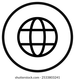Editable vector globe internet connection icon. Black, line style, transparent white background. Part of a big icon set family. Perfect for web and app interfaces, presentations, infographics, etc