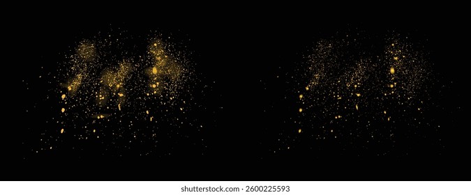 Editable vector gold glitter confetti golden dust background. Splash luxury gold glitter light effect splatter golden decoration elements