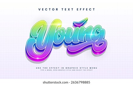Editable vector graphic of a vibrant 'Young' text effect.  Perfect for various designs.