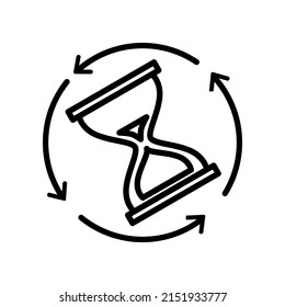 Editable vector graphics. Calendar icons set, deadlines, hourglass, time is money. Time management. Watch with thin lines of symbols for the Internet and mobile phone on a white background.