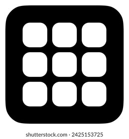 Editable vector grid menu icon. Black, line style, transparent white background. Part of a big icon set family. Perfect for web and app interfaces, presentations, infographics, etc
