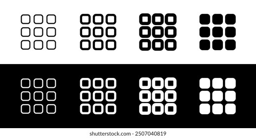 Editable vector grid menu icon. Black, line style, transparent white background. Part of a big icon set family. Perfect for web and app interfaces, presentations, infographics, etc