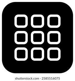 Editable vector grid menu icon. Black, line style, transparent white background. Part of a big icon set family. Perfect for web and app interfaces, presentations, infographics, etc