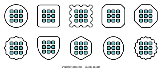 Ícone de menu de grade de vetor editável. Preto, estilo de linha, fundo branco transparente. Parte de uma grande família de conjuntos de ícones. Perfeito para interfaces web e app, apresentações, infográficos, etc