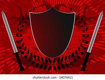 Editable vector grunge background - retro style shield with space for your text