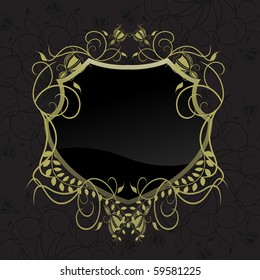 Editable vector grunge background - retro style shield with space for your text