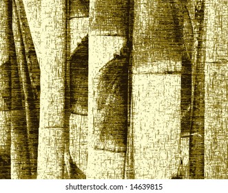 Editable vector grunge design of bamboo stems