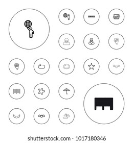 Editable vector grunge icons: vegas, splash, keep dry cargo, bar code, devil heart with wings, globe and man, censored woman, censored, reload replay on white background.