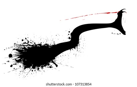 Editable Vector Grunge Silhouette Of A Striking Snake
