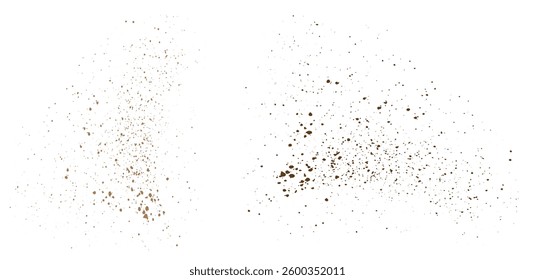 Editable vector grunge texture splatter chocolate or flying coffee powder background