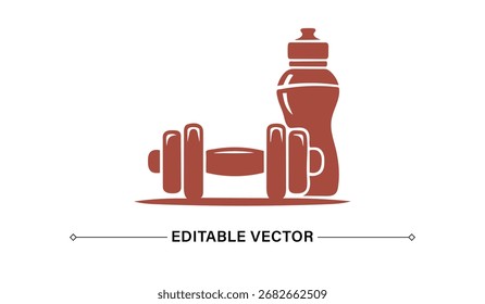 Projeto editável da garrafa da ginástica do vetor
