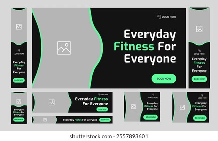 
Editable vector gym fitness social media post banner template set, Sports social media square banner, Workout exercise social media promotion design. Vector eps 10 file format