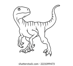 Editable vector hand drawing illustration of Velociraptor. kids coloring page and coloring book 