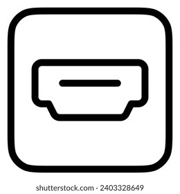 Editable vector hdmi cable port icon. Black, line style, transparent white background. Part of a big icon set family. Perfect for web and app interfaces, presentations, infographics, etc