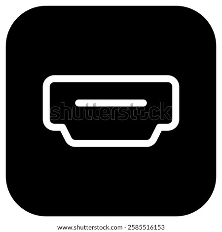 Editable vector hdmi cable port icon. Black, line style, transparent white background. Part of a big icon set family. Perfect for web and app interfaces, presentations, infographics, etc