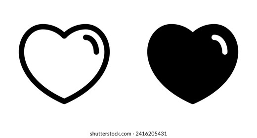 Icono modificable del marcador de amor al corazón vectorial favorito. Negro, estilo de línea, fondo blanco transparente. Parte de una familia de iconos grandes. Perfecto para interfaces web y de aplicaciones, presentaciones, infografías, etc