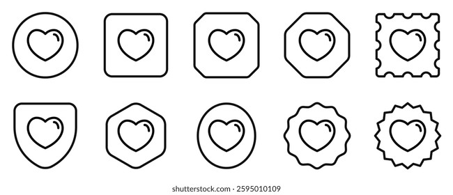 Editable vector heart love favorite bookmark icon. Black, line style, transparent white background. Part of a big icon set family. Perfect for web and app interfaces, presentations, infographics, etc