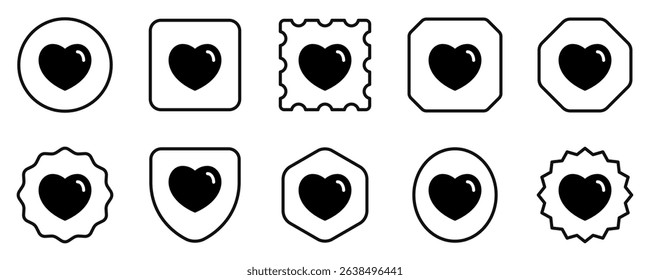 Editable vector heart love favorite bookmark icon. Black, line style, transparent white background. Part of a big icon set family. Perfect for web and app interfaces, presentations, infographics, etc