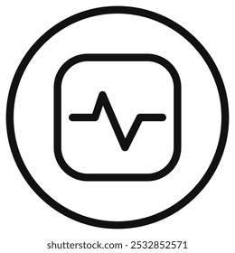 Editable vector heartbeat system status icon. Black, line style, transparent white background. Part of a big icon set family. Perfect for web and app interfaces, presentations, infographics, etc