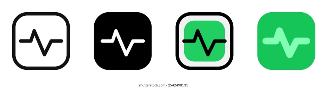 Ícone de status do sistema de pulsação de vetor editável. Preto, estilo de linha, fundo branco transparente. Parte de uma grande família de conjuntos de ícones. Perfeito para interfaces web e app, apresentações, infográficos, etc