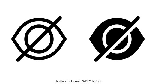 Editable vector hide password eye visual impairment icon. Black, line style, white background. Part of a big icon set family. Perfect for web and app interfaces, presentations, infographics, etc