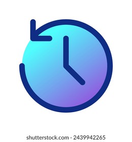 Editable vector history, turn back time icon. Black, line style, transparent white background. Part of a big icon set family. Perfect for web and app interfaces, presentations, infographics, etc