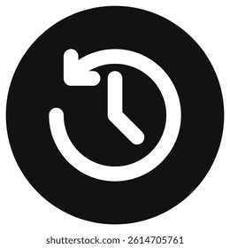 Editable vector history, turn back time icon. Black, line style, transparent white background. Part of a big icon set family. Perfect for web and app interfaces, presentations, infographics, etc