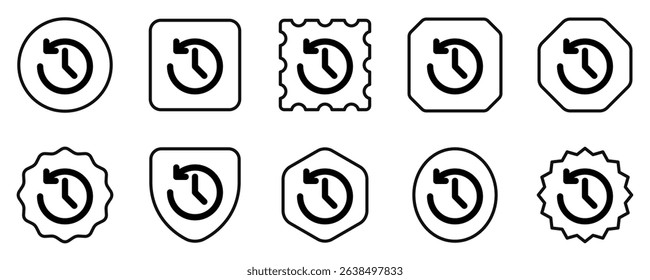 Editable vector history, turn back time icon. Black, line style, transparent white background. Part of a big icon set family. Perfect for web and app interfaces, presentations, infographics, etc