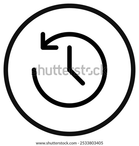 Editable vector history, turn back time icon. Black, line style, transparent white background. Part of a big icon set family. Perfect for web and app interfaces, presentations, infographics, etc