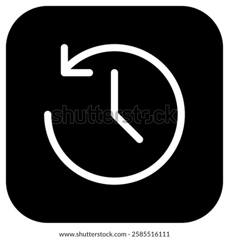 Editable vector history, turn back time icon. Black, line style, transparent white background. Part of a big icon set family. Perfect for web and app interfaces, presentations, infographics, etc