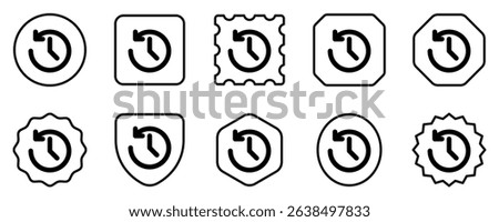 Editable vector history, turn back time icon. Black, line style, transparent white background. Part of a big icon set family. Perfect for web and app interfaces, presentations, infographics, etc