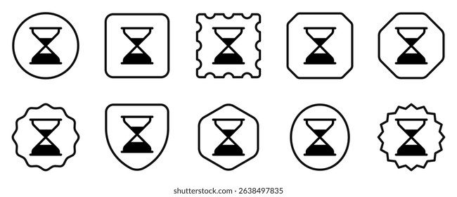 Editable vector hourglass icon. Black, line style, transparent white background. Part of a big icon set family. Perfect for web and app interfaces, presentations, infographics, etc