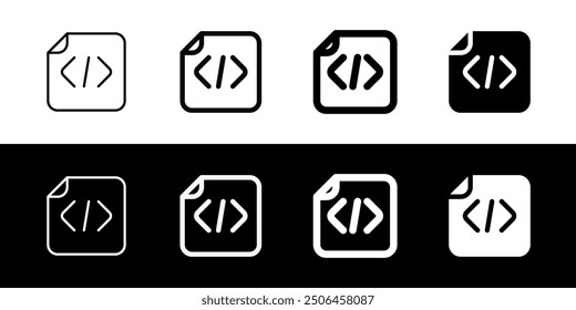 Editable vector html css file icon. Black, line style, transparent white background. Part of a big icon set family. Perfect for web and app interfaces, presentations, infographics, etc