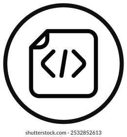 Vector editable html css icono de archivo. Negro, estilo de línea, fondo blanco transparente. Parte de una gran familia de iconos. Perfecto para interfaces de Web y App, presentaciones, infografías, etc