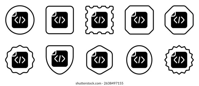 Editable vector html css file icon. Black, line style, transparent white background. Part of a big icon set family. Perfect for web and app interfaces, presentations, infographics, etc