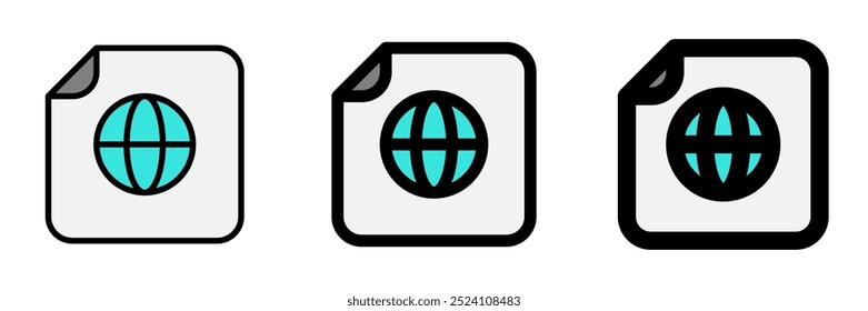 Editable vector htmp web page file icon. Black, line style, transparent white background. Part of a big icon set family. Perfect for web and app interfaces, presentations, infographics, etc
