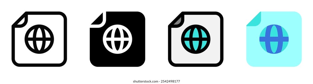 Icono de archivo de página de Web htmp de Vector editable. Negro, estilo de línea, fondo blanco transparente. Parte de una gran familia de iconos. Perfecto para interfaces de Web y App, presentaciones, infografías, etc