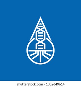 editable vector icon of an abstract modern thin line water drop dna tech.