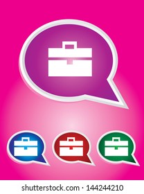 Editable Vector Icon of Brief Case On Speech Bubble Shape. EPS 10