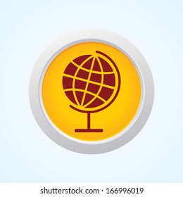 Editable Vector Icon of globe on Button. Eps-10.