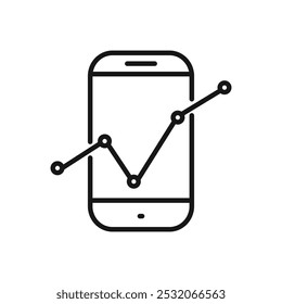 Editable vector icon of a graph analysis on a smartphone, perfect for presentations, websites, or apps