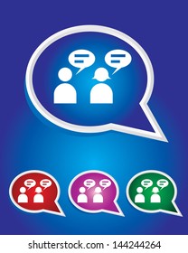 Editable Vector Icon of Male & Female User On Speech Bubble Shape. EPS 10