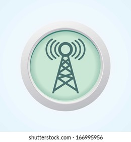 Editable Vector Icon of Network Tower on Button. Eps-10.