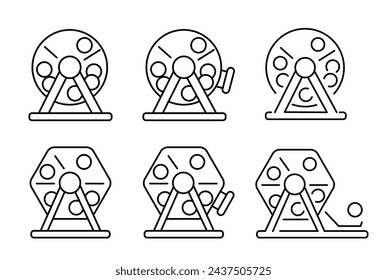 Editable Vector Icon Set: Lottery Draw, Prize Money, Victory