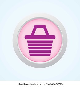 Editable Vector Icon of Shopping Basket on Button. Eps-10.